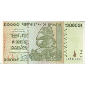 اسکناس 20000000000 دلار 2008 جمهوری - تک - UNC62 - زیمبابوه