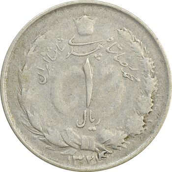 سکه 1 ریال 1324/3 سورشارژ تاریخ - F - محمد رضا شاه