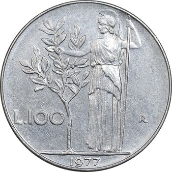 سکه 100 لیره 1977 جمهوری - EF45 - ایتالیا
