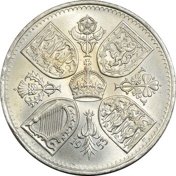 سکه 5 شیلینگ 1953 الیزابت دوم - MS63 - انگلستان