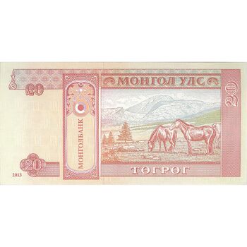 اسکناس 20 توگروگ 2013 جمهوری - تک - UNC63 - مغولستان