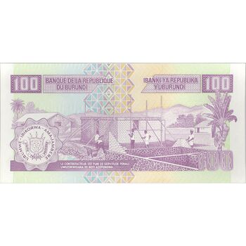 اسکناس 100 فرانک 2007 جمهوری - سایز بزرگ - تک - UNC63 - بوروندی