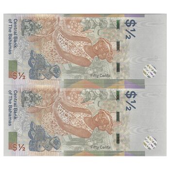اسکناس 50 سنت 2019 الیزابت دوم - جفت - UNC63 - باهاما
