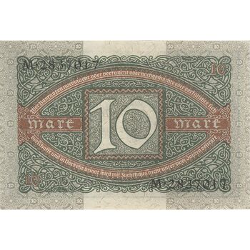 اسکناس 10 مارک 1920 جمهوری وایمار - تک - AU - آلمان
