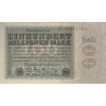 اسکناس 100000000 مارک 1923 جمهوری وایمار - تک - AU - آلمان