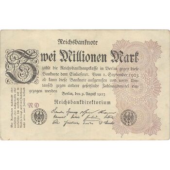 اسکناس 2000000 مارک 1923 جمهوری وایمار - تک - VF - آلمان