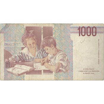 اسکناس 1000 لیر 1990 (مونته‌سوری) جمهوری - تک - VF - ایتالیا