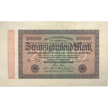 اسکناس 20000 مارک 1923 جمهوری وایمار - تک - VF - آلمان