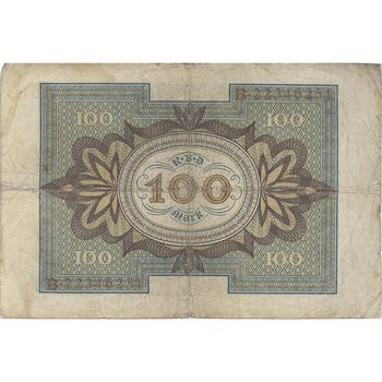 اسکناس 100 مارک 1920 جمهوری وایمار - تک - VF25 - آلمان