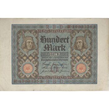 اسکناس 100 مارک 1920 جمهوری وایمار - تک - VF35 - آلمان