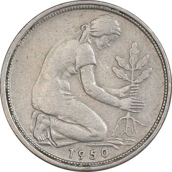 سکه 50 فینیگ 1950G جمهوری فدرال - EF40 - آلمان