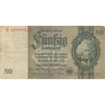 اسکناس 50 مارک 1933 رایش سوم - تک - VF - آلمان