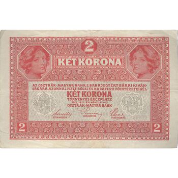 اسکناس 2 کرون 1917 چارلز یکم - تک - VF - اتریش