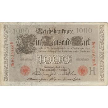 اسکناس 1000 مارک 1910 ویلیام دوم - تک - VF - آلمان
