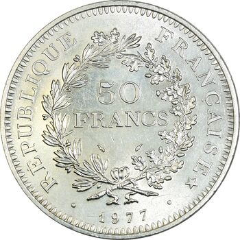 سکه 50 فرانک 1977 جمهوری کنونی - MS62 - فرانسه
