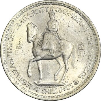 سکه 5 شیلینگ 1953 الیزابت دوم - UNC - انگستان
