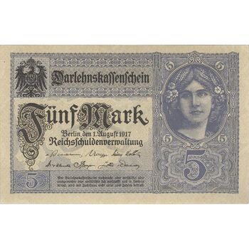 اسکناس 5 مارک 1917 ویلیام دوم - تک - EF - آلمان