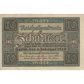 اسکناس 10 مارک 1920 جمهوری وایمار - تک - EF - آلمان
