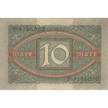 اسکناس 10 مارک 1920 جمهوری وایمار - تک - EF - آلمان