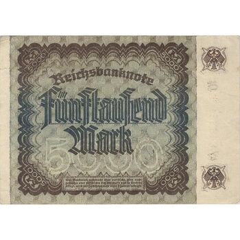 اسکناس 5000 مارک 1922 جمهوری وایمار - تک - EF - آلمان