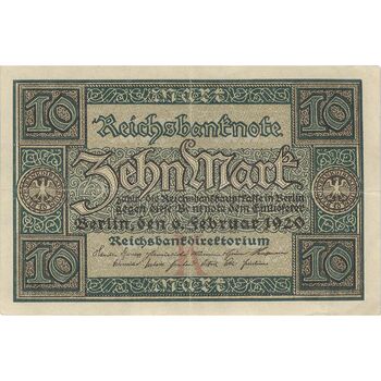 اسکناس 10 مارک 1920 جمهوری وایمار - تک - EF - آلمان