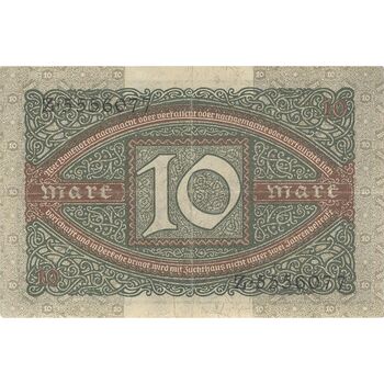 اسکناس 10 مارک 1920 جمهوری وایمار - تک - EF - آلمان