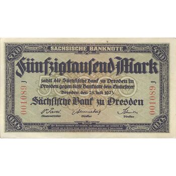 اسکناس 50000 مارک 1923 جمهوری وایمار - تک - EF - آلمان