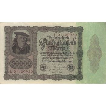 اسکناس 50000 مارک 1922 جمهوری وایمار - تک - EF - آلمان