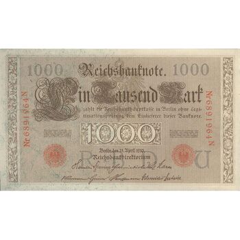 اسکناس 1000 مارک 1910 ویلیام دوم - تک - EF - آلمان