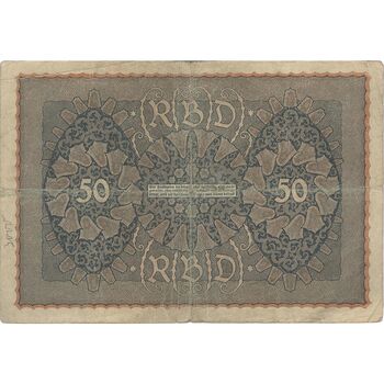اسکناس 50 مارک 1919 جمهوری وایمار - تک - F - آلمان