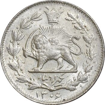 سکه 1000 دینار 1306 خطی - MS63 - رضا شاه
