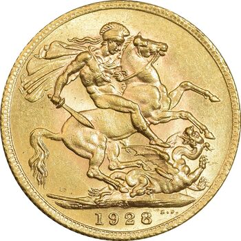 سکه طلا 1 ساورین 1928 جرج پنجم - MS64 - انگلستان