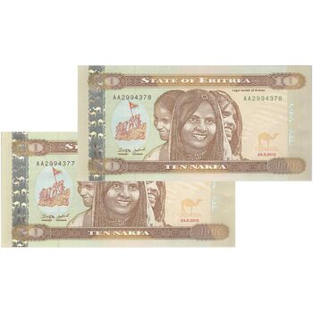 اسکناس 10 ناکفا 2012 دولت اریتره - جفت - UNC66 - اریتره