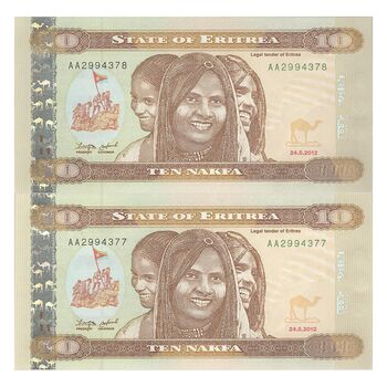اسکناس 10 ناکفا 2012 دولت اریتره - جفت - UNC66 - اریتره