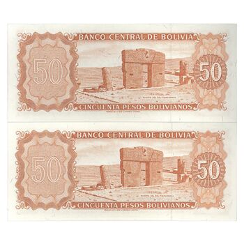 اسکناس 50 پزو بولیویانو 1962 جمهوری - جفت - UNC65 - بولیوی