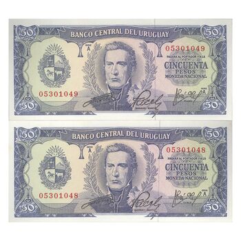 اسکناس 50 پزو بدون تاریخ (1967) JGD, WWR, JCP جمهوری شرق - جفت - UNC65 - اوروگوئه