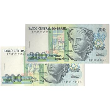 اسکناس 200 کروزریو بدون تاریخ(1990) جمهوری فدراتیو - جفت - UNC65 - برزیل