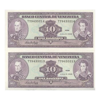 اسکناس 10 بولیوار 1995 جمهوری چهارم - جفت - UNC65 - ونزوئلا
