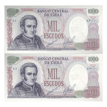 اسکناس 1000 اسکودو بدون تاریخ (1973-1975) جمهوری - ECQ, CMO - جفت - UNC65 - شیلی