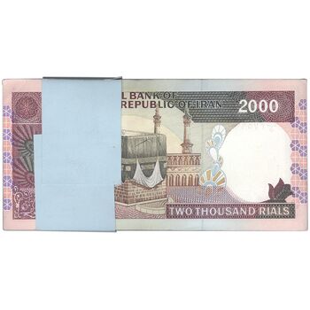 بسته اسکناس 2000 ریال (ایروانی - قاسمی) - فیلیگران الله - شماره کوچک - UNC - جمهوری اسلامی