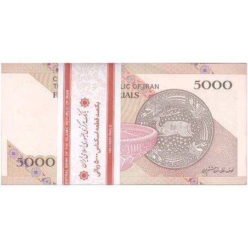 بسته اسکناس 5000 ریال امام (حسینی - بهمنی) کاسه بشقاب - UNC - جمهوری اسلامی