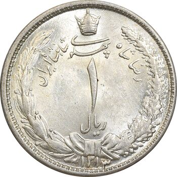 سکه 1 ریال 1313 - 3 تاریخ کوچک - MS63 - رضا شاه