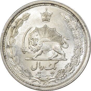 سکه 1 ریال 1313 - 3 تاریخ کوچک - MS63 - رضا شاه