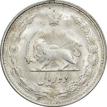 سکه 2 ریال 1323/2 سورشارژ تاریخ - نوع یک - MS63 - محمد رضا شاه