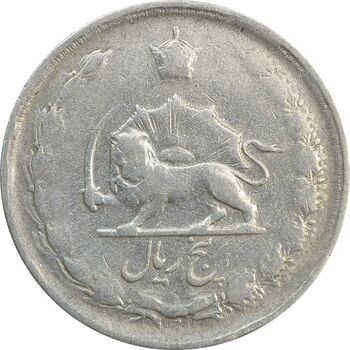 سکه 5 ریال 1323/2 (سورشارژ تاریخ) - F - محمد رضا شاه