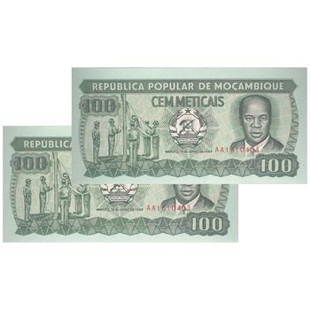 اسکناس 100 متیکال 1989 جمهوری خلق - جفت - UNC65 - موزامبیک