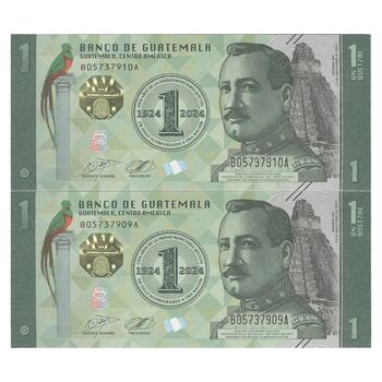 اسکناس 1 گواتزال 2024 جمهوری - جفت - UNC64 - گواتمالا