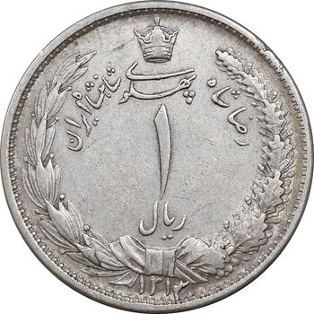 سکه 1 ریال 1313 - 3 تاریخ کج - AU50 - رضا شاه