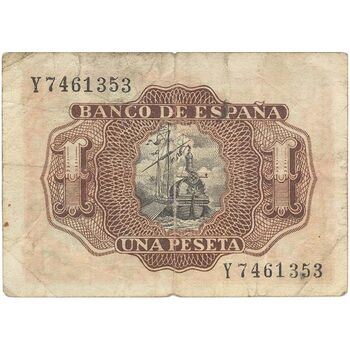 اسکناس 1 پزتا 1953 فرانسیسکو فرانکو - تک - VF - اسپانیا