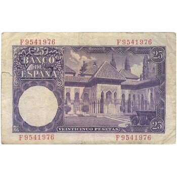 اسکناس 25 پزتا 1954 فرانسیسکو فرانکو - تک - VF - اسپانیا